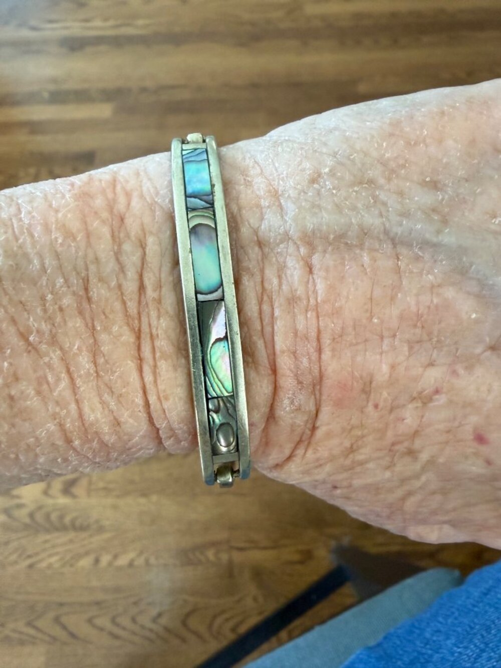 Vintage Silver Abalone & Mother of Pearl Bracelet